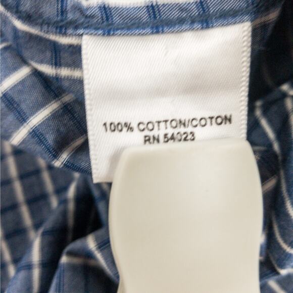 Banana Republic Short Sleeve Button-Up Shirts Men's Large 16 Lot of 2 Check Blue - Picture 13 of 15
